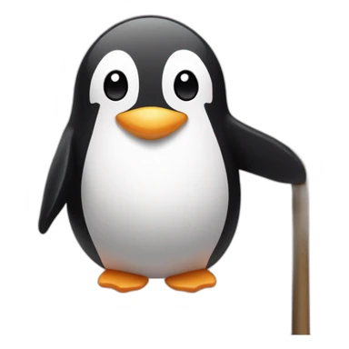 Pinguin wearing a pink short on a pole bar sticker