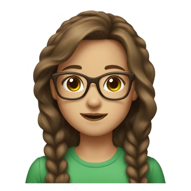 Emoji portrait of girl brown hair green glasses wearing a berre  sticker