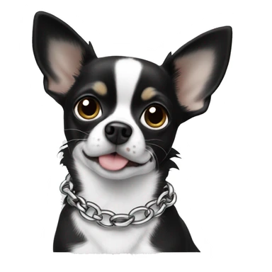 A black and white Chihuahua with BINKA chain sticker