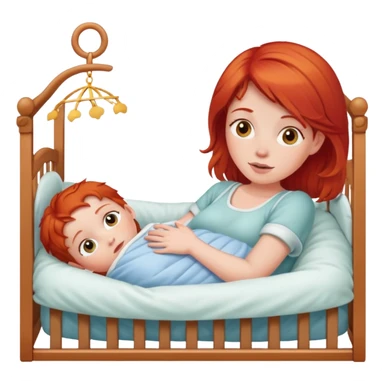 Red haired woman in a crib sticker