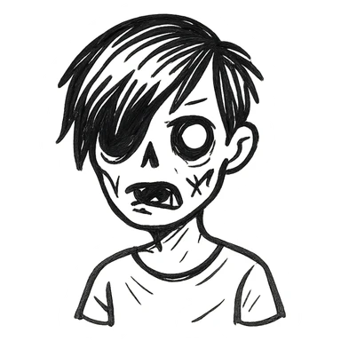 zombie boy with emo hair and white shirt sticker