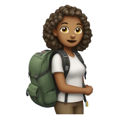 a girl with backpack on her back sticker