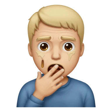 Disgust - strong feeling of revulsion or aversion -  about to vomit. hand over mouth sticker