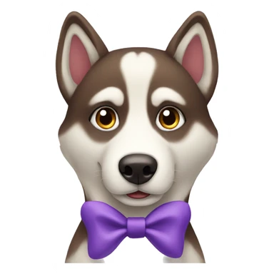 Brown husky wearing purple bow sticker