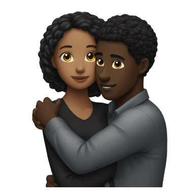 Create a Black male hugging a Black female AI. sticker