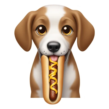 puppy eating a hot dog sticker