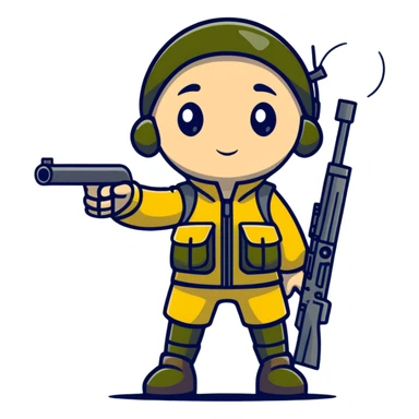 sniper cartoon standing saluting sticker