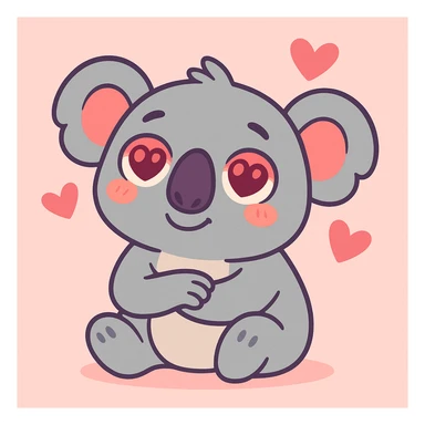 a cute koala in love, dreamy eyes, pastel colors sticker