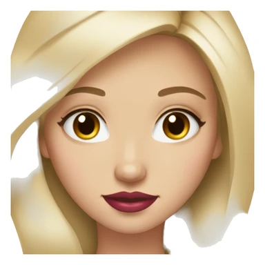 Blonde girl , white skin, this brown eyes ang red manicure and pink lipstick  sticker