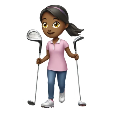  Young girl carrying golf clubs  sticker