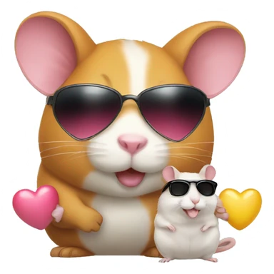 Sunglasses and hamsters sending hearts sticker