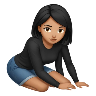 Black hair woman bent over sticker