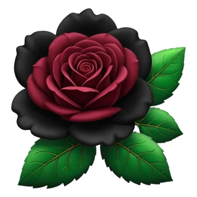 Rosa negra con hojas verdes sticker