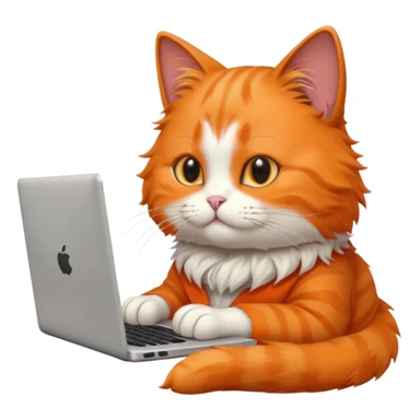 busy cat typing on laptop sticker