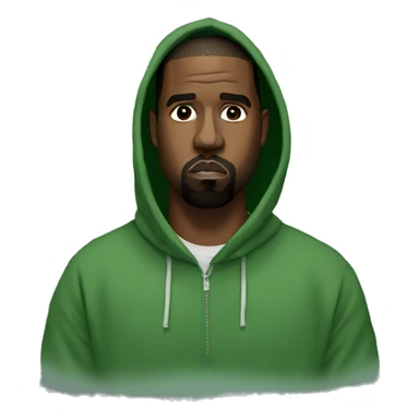 Kanye west with a green hoodie sticker