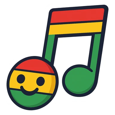 reggae music note with rasta colors, playful style sticker