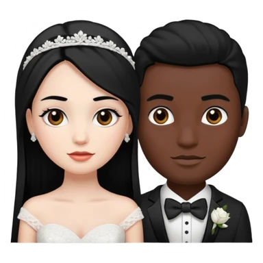 White skin Bride with black hair black eyes and dark skin groom with black hair black eyes sticker