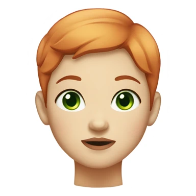chubby face red short hair girl green eyes sticker