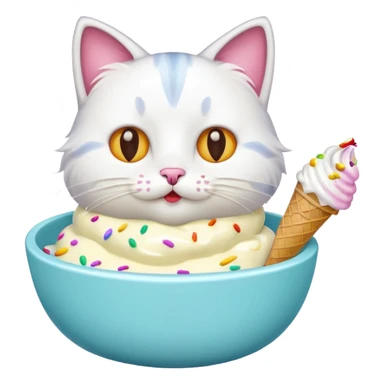 cat icecream in a bowl sticker