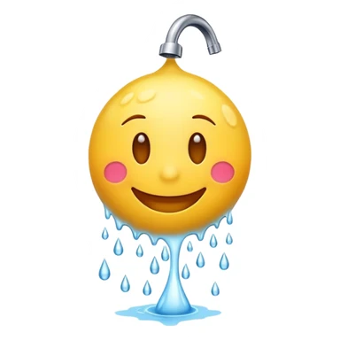 happy yellow smiling emoji taking a shower with water droplets sticker