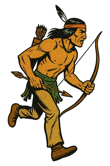 the full body of a native american warrior carrying a bow and arrow sticker