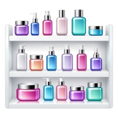 a white shelf with few beauty products and sparkles sticker