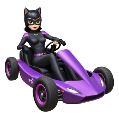 full size real-appearance road glowing racing sexy buxom CatWoman’s feminine midnight-colored tight outfit sixty’s tv show dark stealthy accurate sporty safe plush deluxe off-road pursuit drifting car lexus (black hair,reclining and relaxed torso and shoulders back against seat) rallycross kart  sticker