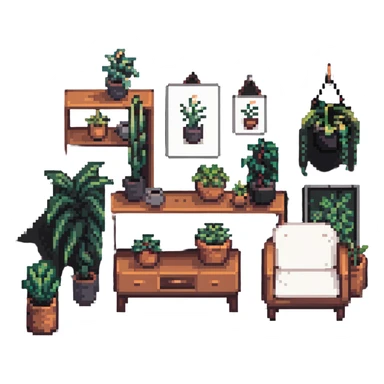 minimalist aesthetic room with simple furniture and plants sticker