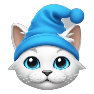 Blue smurf cat with white Smurfhat sticker