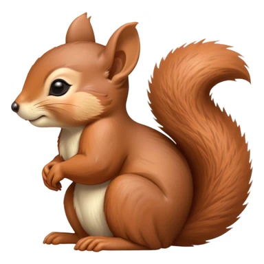 Beautiful and Majestic Squirrel Portrait Emoji, Head and body rendered in serene repose with a gentle, content smile and softly closed eyes, showcasing a delicately textured, bushy-tailed form and perky little ears, Simplified yet exquisitely endearing features, highly detailed, glowing with a soft, drowsy woodland light, high shine, relaxed and utterly enchanting, stylized with an air of timeless forest majesty, soft glowing outline, capturing the essence of a beautiful and majestic squirrel that embodies the pure charm of nature! sticker