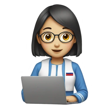 Korean girl with laptop sticker