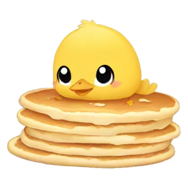 Baby chick eating pancakes  sticker
