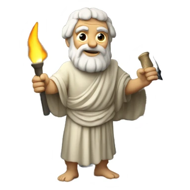 greek philosopher plato handing a torch in cave sticker