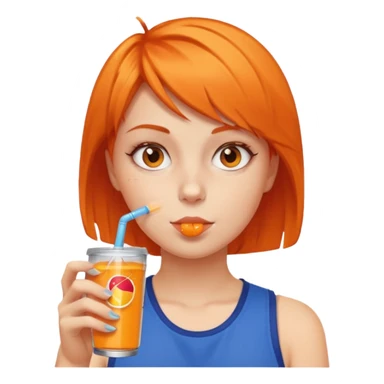 orange short hair girl sipping energy drink sticker
