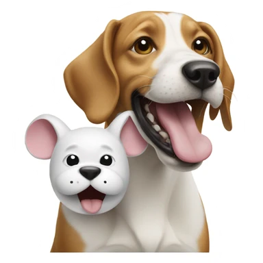 Dog eating a mouse sticker