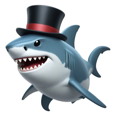 shark with finger guns and a top hat sticker