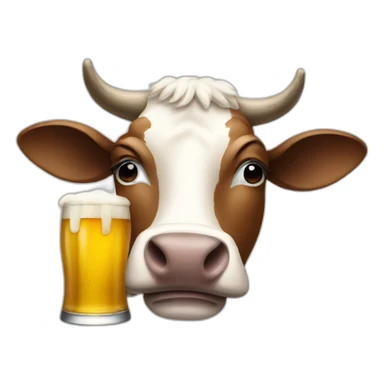 a cow drinking a beer sticker