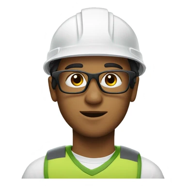 Young man wearing a safety helmet, earplugs and glasses  sticker