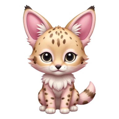 Whitish pastel-rosy-pink chibi cute elegant furry kawaii Serval sticker
