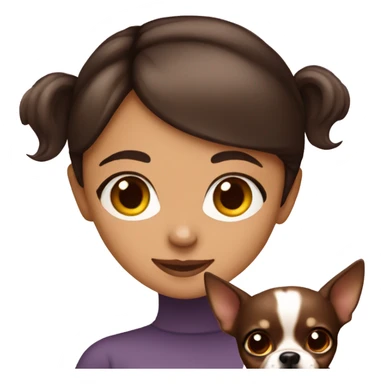 girl with dark brown hair with a brown chihuahua  sticker