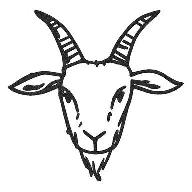 black goat, head-on, clean design sticker