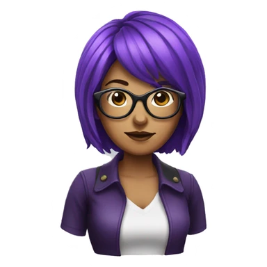 Purple/Black Hair Female With Ram Horns and Glasses. sticker