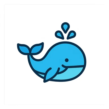 a clean and modern whale, color outline icon style sticker