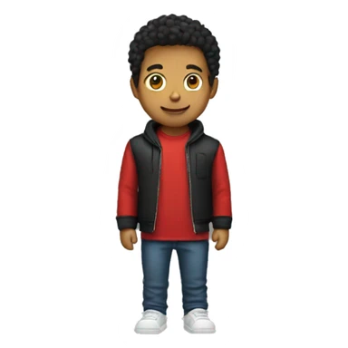 Red t-shirt, black jacket sticker