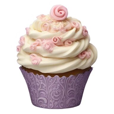 Realistic, detailed rococo cupcake sticker