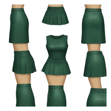 Dark Green leather mini skirt isolated sticker