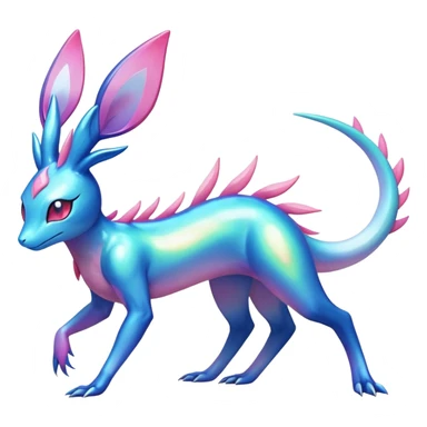 Colorful Shiny Exotic Amaura-Salandit-Aurorus-Sylveon-Fakémon-hybrid-creature (full body)  sticker