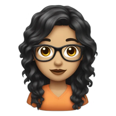 girl programmer with black wavy hair and big eyes sticker