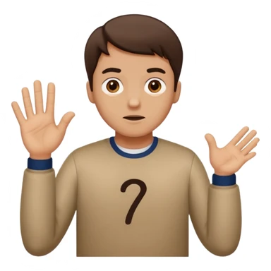 Man shrugging with the number 6 above his left hand and the number 7 above his right hand sticker