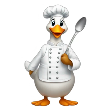 A goose dressed like a chef with a spoon in his hand sticker